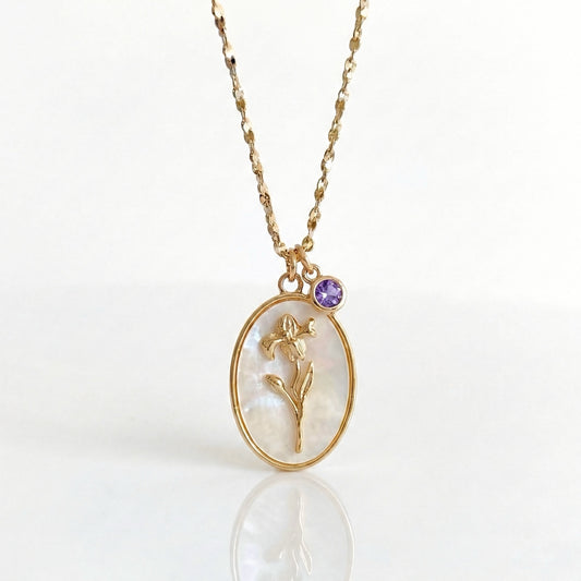 Birth Flower Pendant - February (Iris)