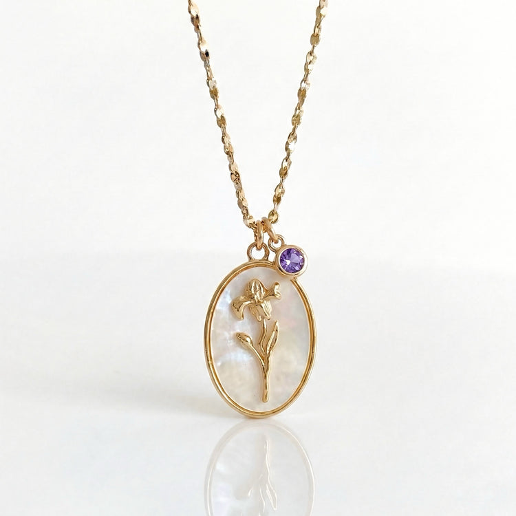 Birth Flower Pendant - February (Iris)